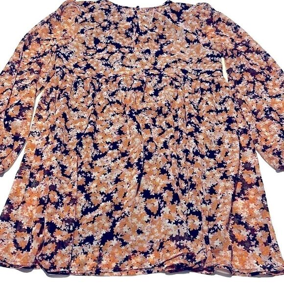 Sanctuary Floral Long Sleeve Babydoll Dress Women's Small Bronze Multi Color M - Picture 8 of 10